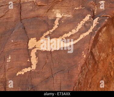 Homme qui tombe petroglyph, Gold Butte, Nevada, États-Unis d'Amérique, Amérique du Nord Banque D'Images