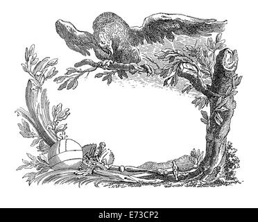 Cadre ornement Renaissance en forme d'arbre avec eagle perching on branch Banque D'Images