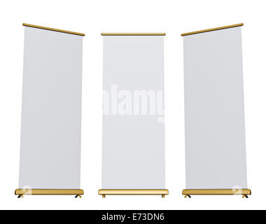 Blank roll-up banner display, isolé Banque D'Images