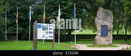 Le Monument de l'Europe sur le tripoint entre la Belgique, l'Allemagne et le Luxembourg à Ouren, Luxembourg, Belgique Banque D'Images