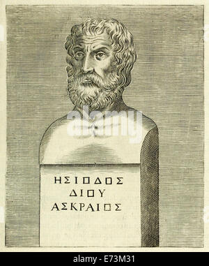 Hesiod de 'Vrai Portraits et Vie des Hommes Illustres" par André Thévet (1516-1590). Voir la description pour plus d'informations. Banque D'Images