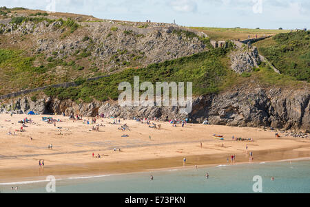 Barafundle Bay, Pembrokeshire, Pays de Galles de l'ouest, ROYAUME UNI, a été voté l'un des top 10 des plages dans le monde. Banque D'Images