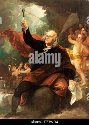 Benjamin Franklin l'électricité Dessin du ciel - par Benjamin West, 1816 Banque D'Images