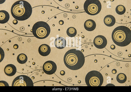 Contexte de papier orné d'or noir gondolé bulles points bandes Banque D'Images