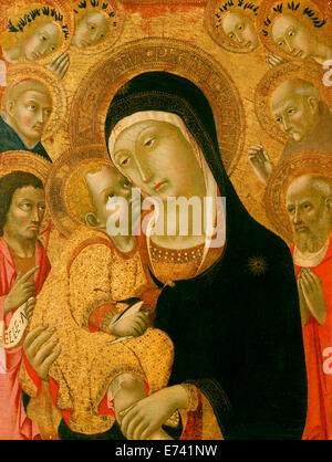 La Madone et l'enfant avec les Saints Jean le Baptiste Jerome Pierre Martyr et Bernardino et quatre anges - par Sano di Pietro, 1467 Banque D'Images
