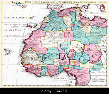 Carte de l'Afrique de l'Ouest - Guillaume Delisle, Johannes Cornelis Covens et Mortier, 1730 Banque D'Images