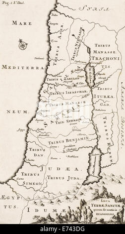 La Palestine de la carte - par Jan Luyken et Willem Broedelet, 1700 Banque D'Images