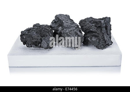 Charbon noir et blanc pour firelighter BBQ isolated on white Banque D'Images