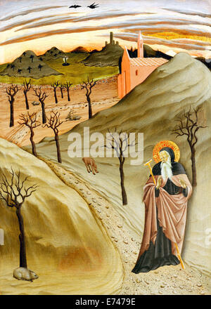 Saint Antoine, l'Abbé dans le désert - par Osservanza Master, 1435 Banque D'Images