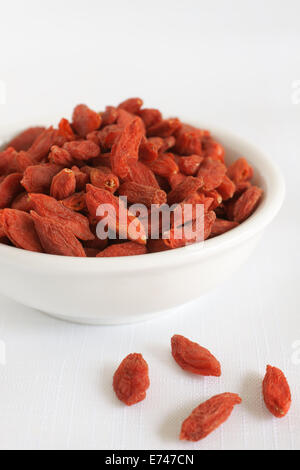 Les baies de goji ou de loup sont originaire de Chine aux fruits rouges Banque D'Images