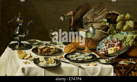 Nature morte avec un pâté de dinde - de Pieter Claesz, 1627 Banque D'Images