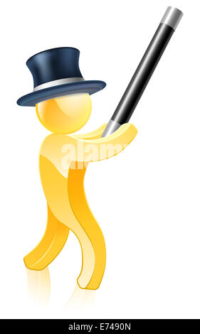 Mascotte magicien d'or d'or illustration d'une figure humaine qui agitait un wand Banque D'Images