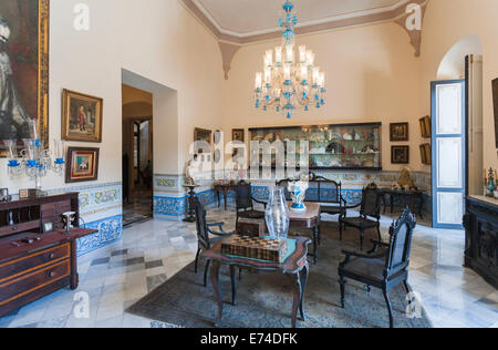 Une chambre à l'hôtel Palacio de los Capitanes Generales, maintenant le Museo de la ciudad (Musée de la ville) Banque D'Images