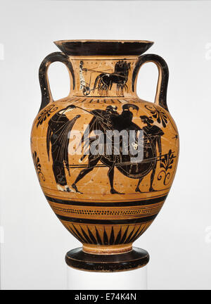 Attic Black-Figure Amphora cou ; attribuée au groupe Leagros, Grec (Grenier), actif 525 - 500 avant J.-C., Athènes, Grèce Banque D'Images