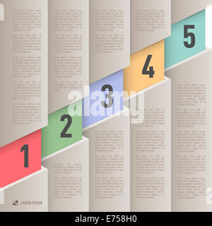 L'infographie en vieux papier style avec l'ordre croissant les articles numérotés de couleur de 1 à 5 Banque D'Images