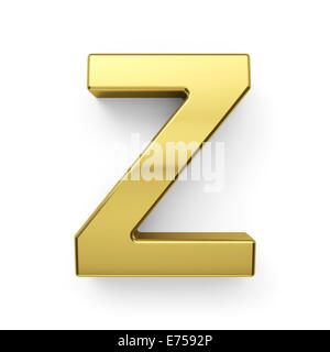 3D render of golden lettre de l'alphabet - simbol Z. isolé sur fond blanc Banque D'Images