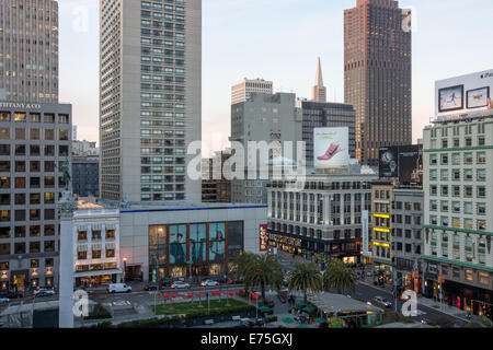 La fin de l'après-midi dans la région de Union Square, San Francisco, CA Banque D'Images