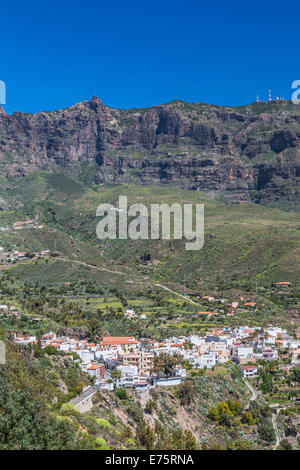 Vue depuis le mirador de l'hôtel Caserio de San Bartolomé de Tirajanas vers le Pozo de las Nieves massif, 1919 m Banque D'Images