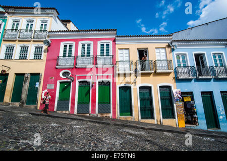 L'architecture coloniale dans le Pelourinho, Salvador da Bahia, Brésil Banque D'Images