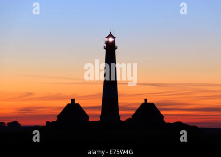 Westerheversand, phare de Westerhever, Eiderstedt, Frise du Nord, Schleswig-Holstein, Allemagne Banque D'Images