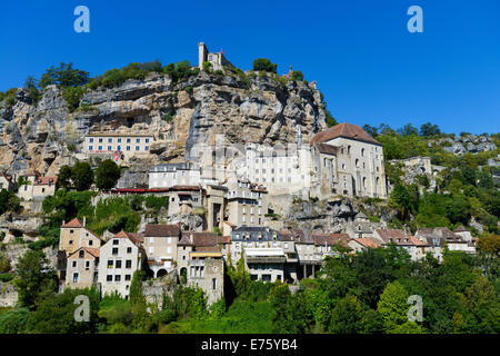 La ville de pèlerinage de Rocamadour, Lot, Midi-Pyrénées, France Banque D'Images