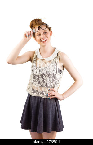 Hipster redhead smiling at camera Banque D'Images