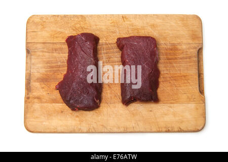 La viande de chameau cru steaks isolated on a white background studio. Banque D'Images