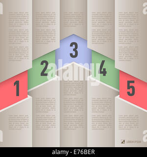 L'infographie en style papier de couleur avec les éléments numérotés de 1 à 5 Banque D'Images