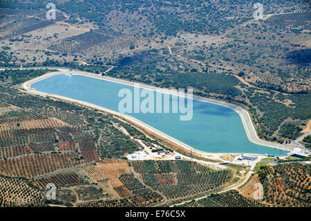 Israël, Basse Galilée, Bet Netofa Eshkol, vallée de l'usine de filtration centrale, Mekorot, le transporteur national de l'eau vue aérienne Banque D'Images