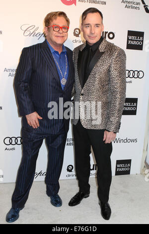 La Fondation Elton John contre le sida présente la 22e Academy Awards - Arrivals partie visualisation comprend : Sir Elton John, David Furnish Où : West Hollywood, California, United States Quand : 02 Mars 2014 Banque D'Images