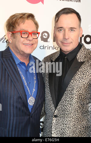 La Fondation Elton John contre le sida présente la 22e Academy Awards - Arrivals partie visualisation comprend : Sir Elton John, David Furnish Où : West Hollywood, California, United States Quand : 02 Mars 2014 Banque D'Images