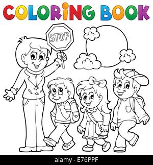 Livre de coloriage pour les enfants de l'école Thème 1 - photo illustration. Banque D'Images