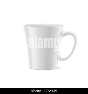 Tasse blanche avec fond conique rester sur fond blanc Banque D'Images