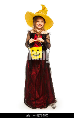 Girl costume Halloween avec godet Banque D'Images