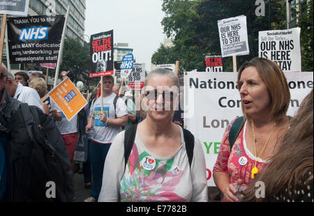 Mars du peuple de Jarrow à Londres pour enregistrer le NHS 6 Septembre 2014 Banque D'Images