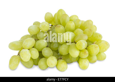 Gros plan du grand groupe de frais vert les raisins de table, isolé sur fond blanc Banque D'Images