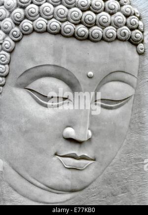 Close up d'un bouddha buddah face pierre Banque D'Images