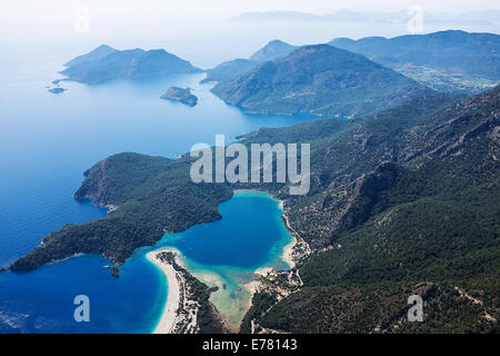 Blue Lagoon Oludeniz beach resort, aérienne, district de Fethiye , Turquie Banque D'Images