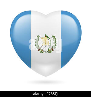 Coeur avec les couleurs du drapeau du Guatemala. J'aime le Guatemala Banque D'Images