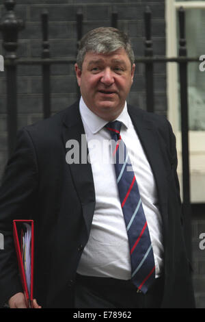 London,UK, le 9 septembre 2014 : secrétaire écossais Alistair Carmichael au 10 Downing Street, Londres. Banque D'Images