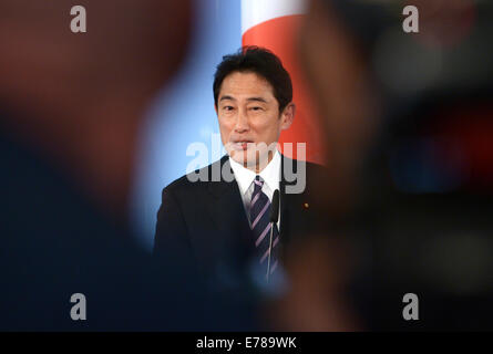 Berlin, Allemagne. 09Th Nov, 2014. Le Ministre des affaires étrangères, Frank-Walter Steinmeier (pas sur la photo) et son homologue japonais Fumio Kishida donner une conférence de presse du ministère des Affaires étrangères à Berlin, Allemagne, 09 septembre 2014. Photo : RAINER JENSEN/dpa/Alamy Live News Banque D'Images