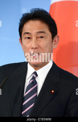 Berlin, Allemagne. 09Th Nov, 2014. Le Ministre des affaires étrangères, Frank-Walter Steinmeier (pas sur la photo) et son homologue japonais Fumio Kishida donner une conférence de presse du ministère des Affaires étrangères à Berlin, Allemagne, 09 septembre 2014. Photo : RAINER JENSEN/dpa/Alamy Live News Banque D'Images