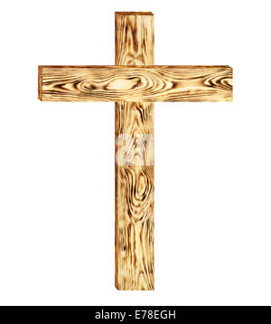 Croix en bois isolé sur fond blanc. Clipping Path Banque D'Images