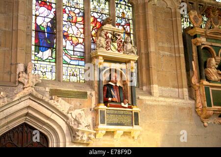 William Shakespeare's Monument funéraire, Holy Trinity Church, Stratford-upon-Avon, Warwickshire, Royaume-Uni Banque D'Images