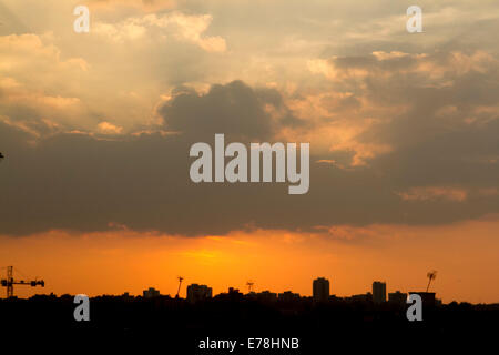 London UK. 9e septembre 2014. Météo : Coucher de soleil sur Londres : Crédit amer ghazzal/Alamy Live News Banque D'Images