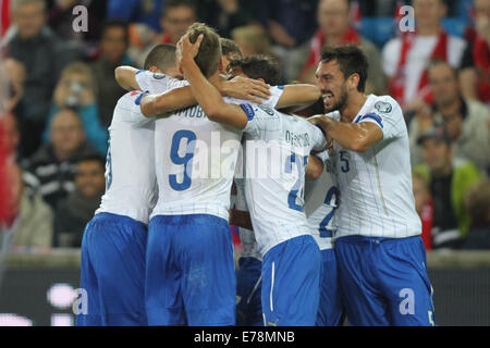 Oslo, Norvège , Stade Ullevaal 9e septembre 2014. Football / Soccer : France 2016 européen de qualification : le Groupe h, la Norvège contre l'Italie 0-2, partitions Zaza (ita) Bonucci (ita) (photo : Marco Iacobucci/Alamy live news) Banque D'Images