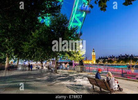 London Eye et Big Ben nuit UK Banque D'Images