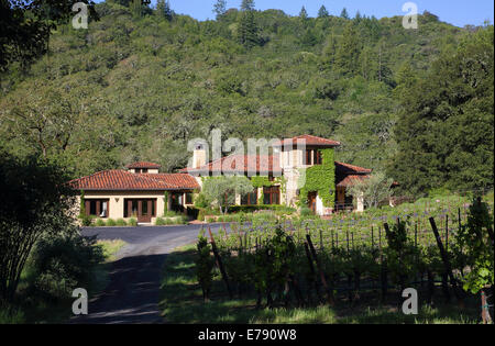 Maison privée, le Comté de Sonoma, United States. Architecte : l'architecte inconnu, 2009. Résidence privée nichée dans les vignobles. Banque D'Images