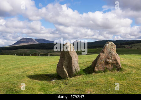 L'un de plusieurs cercles de pierres sur Machrie Moor, Isle of Arran. Banque D'Images