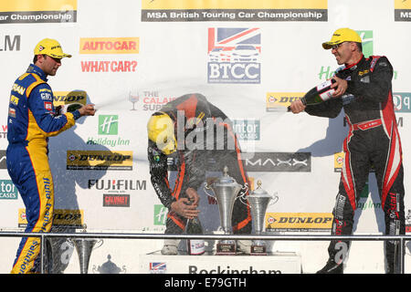 BTCC, Podium, Andrew Jordan (GBR) Honda Civic de course Pirtek , Rob Austin (GBR) Exocet Racing Audi A4 et Alain Menu (SUI) de chrome Banque D'Images